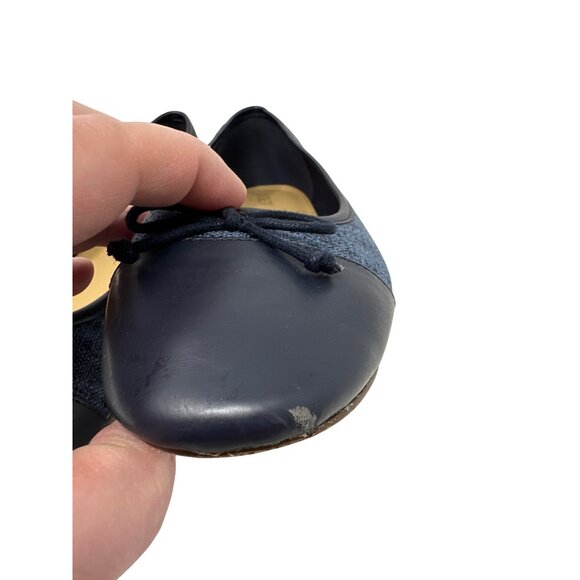 J. Crew Navy Blue & Tweed Ballet Flats With Bow Detail Size 9.5 - Picture 6 of 13